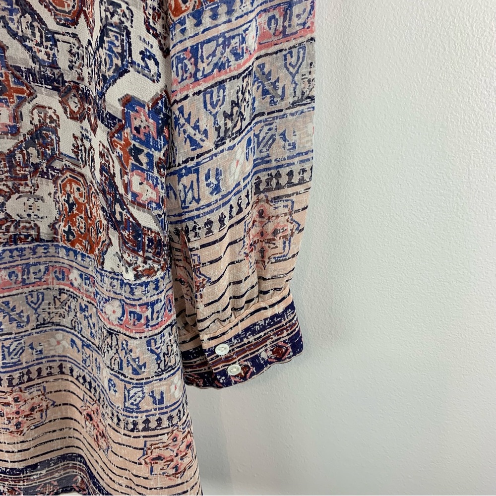 JOIE Printed Silk 3/4 Sleeve Aceline V Neck Tunic Blouse Morocco Size Medium - Picture 6 of 12